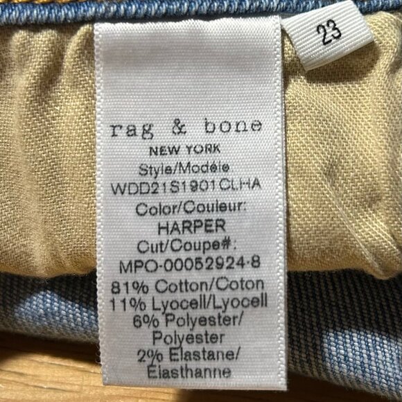 Womens Rag & Bone Harper Blue Rolled Cuff Nina High Rise Shorts 23 COLOR: HARPER - Picture 6 of 8